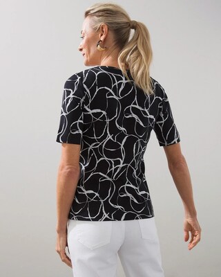Pima Abstract Print Square Neck Tee