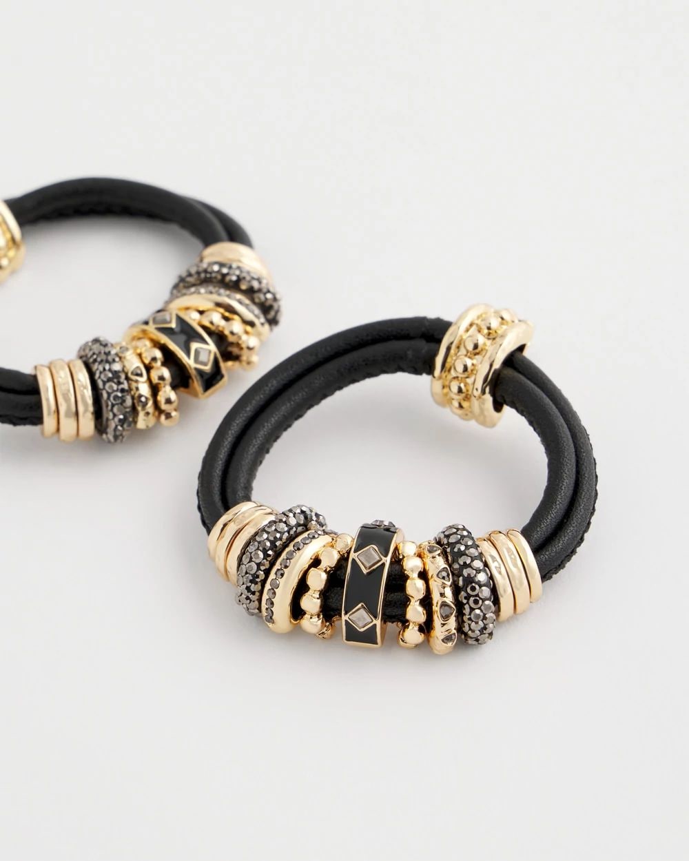 Black & Goldtone Charm Earrings