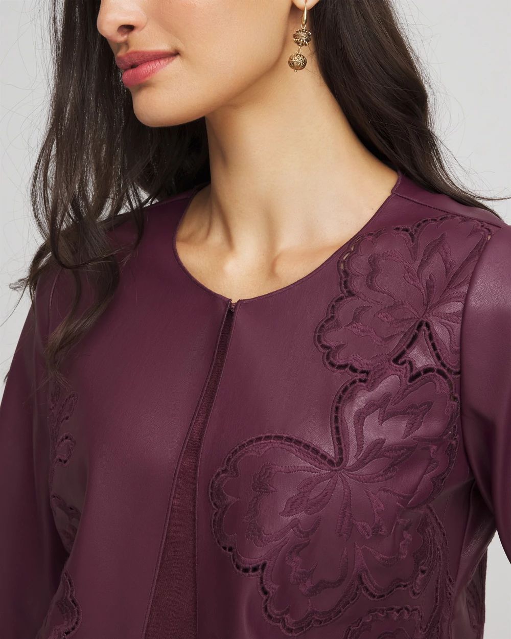 Travelers Collection™ Faux Leather Embroidered Jacket