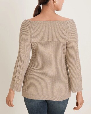 Off-the-Shoulder Cable-Knit Sweater