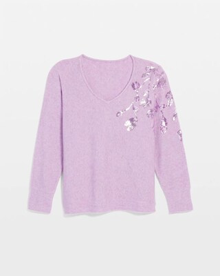 Sequin V-Neck Pullover Sweater click to view larger image.
