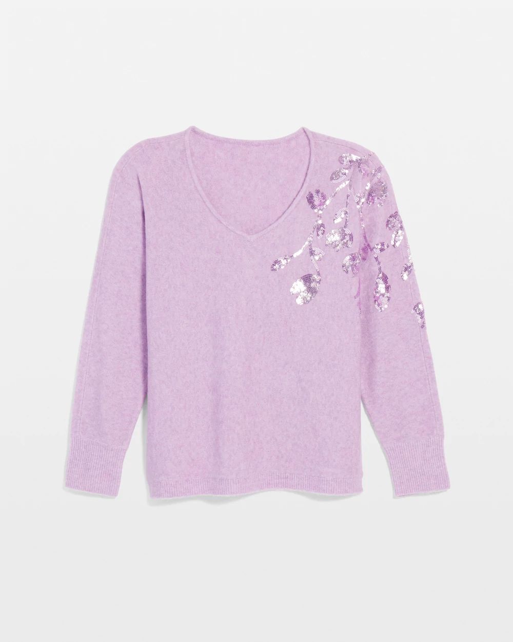 Sequin V-Neck Pullover Sweater click to view larger image.