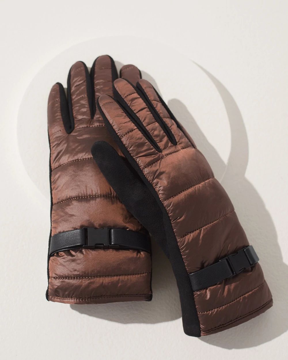 Copper Quilted Buckle Gloves