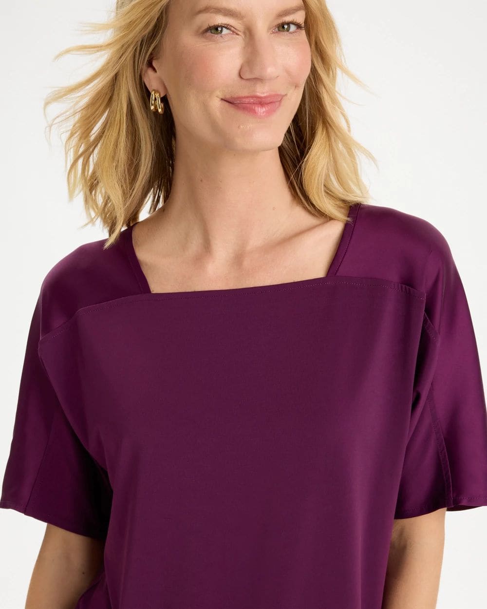 Jersey Satin Trim Elbow Tee click to view larger image.