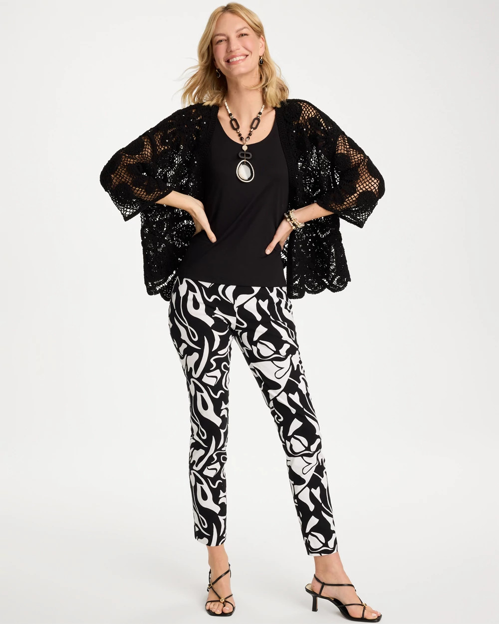 Crochet Lace Sequin Short Kimono