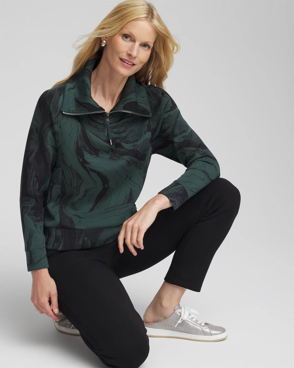 Zenergy® Marble Scuba Zipper Sweatshirt