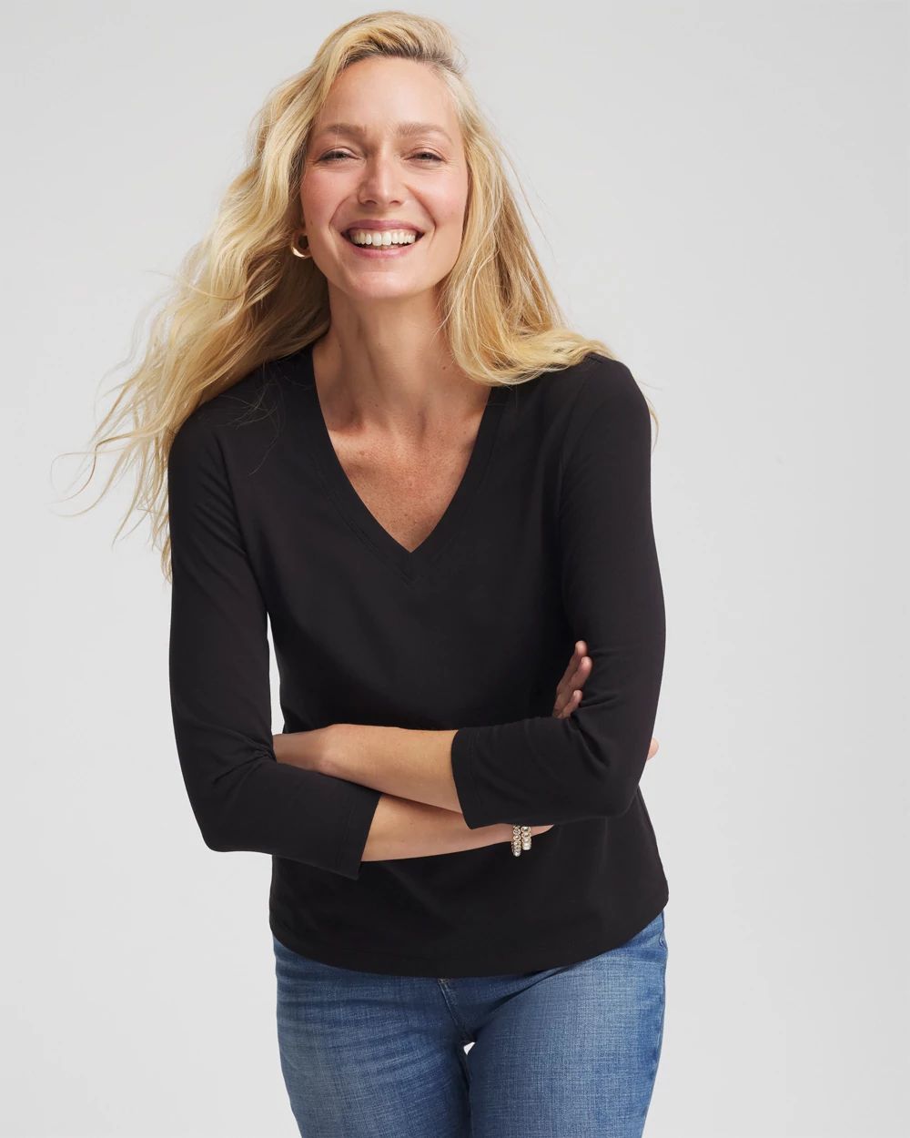 Cotton Stretch 3/4 Sleeve Tee click to view larger image.