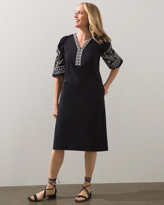 Embroidered Eyelet Sleeve Midi Dress