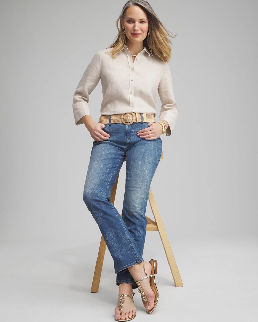Girlfriend Laser Print Jeans