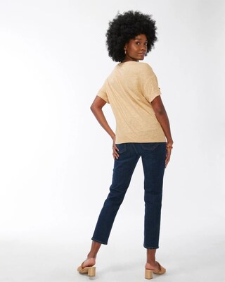 Linen Leaf Print Relaxed Tee
