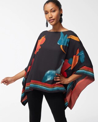 Foliage Print Poncho