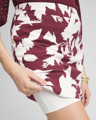 Brigitte™ Slub Floral Pull-On Skort click to view larger image.