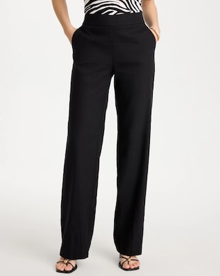 Petite Pull-On Wide-Leg Linen Pants