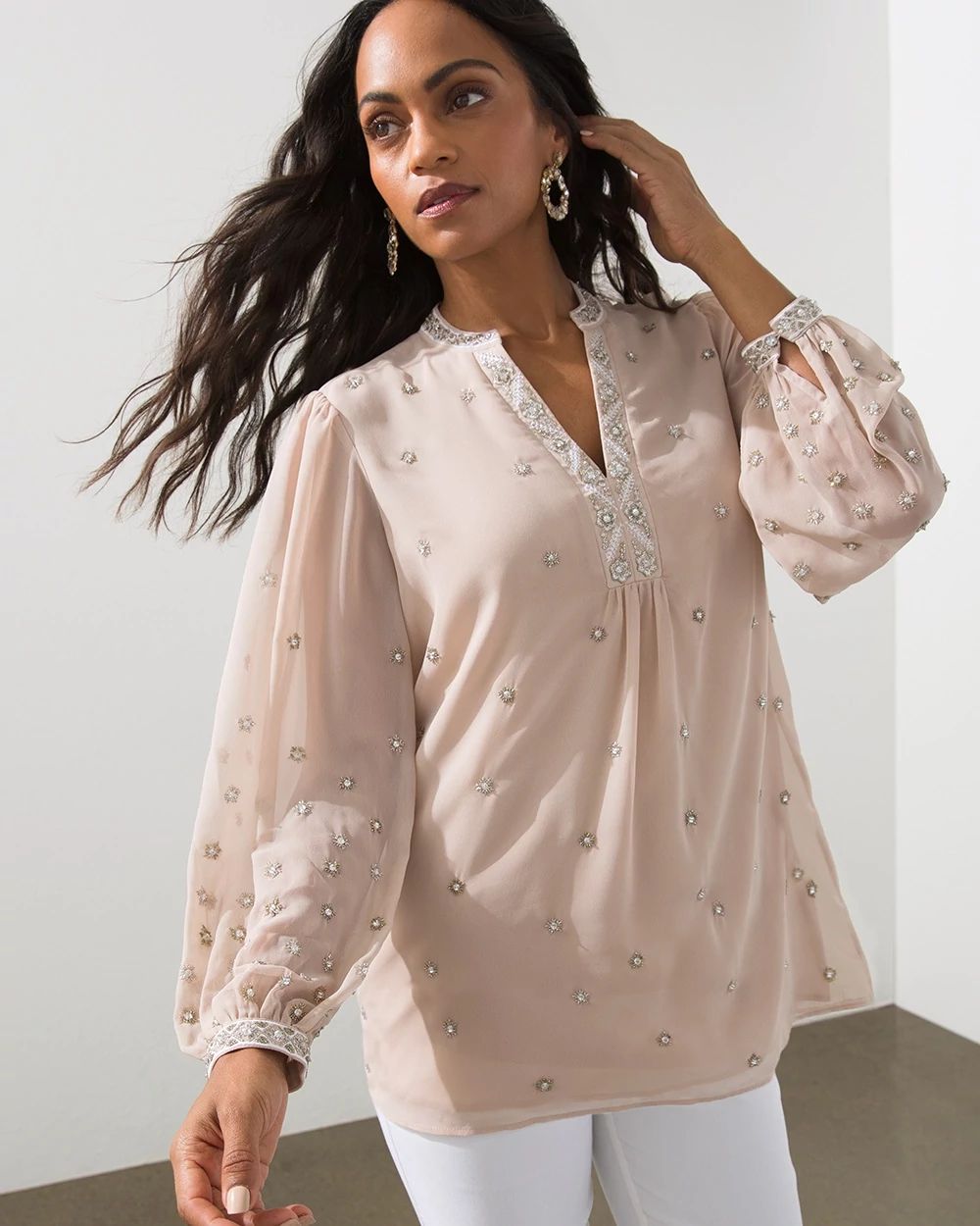 Embellished Sheer Blouse