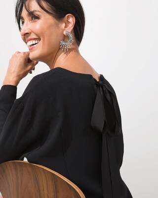 Tie-Back Crepe Midi Dress
