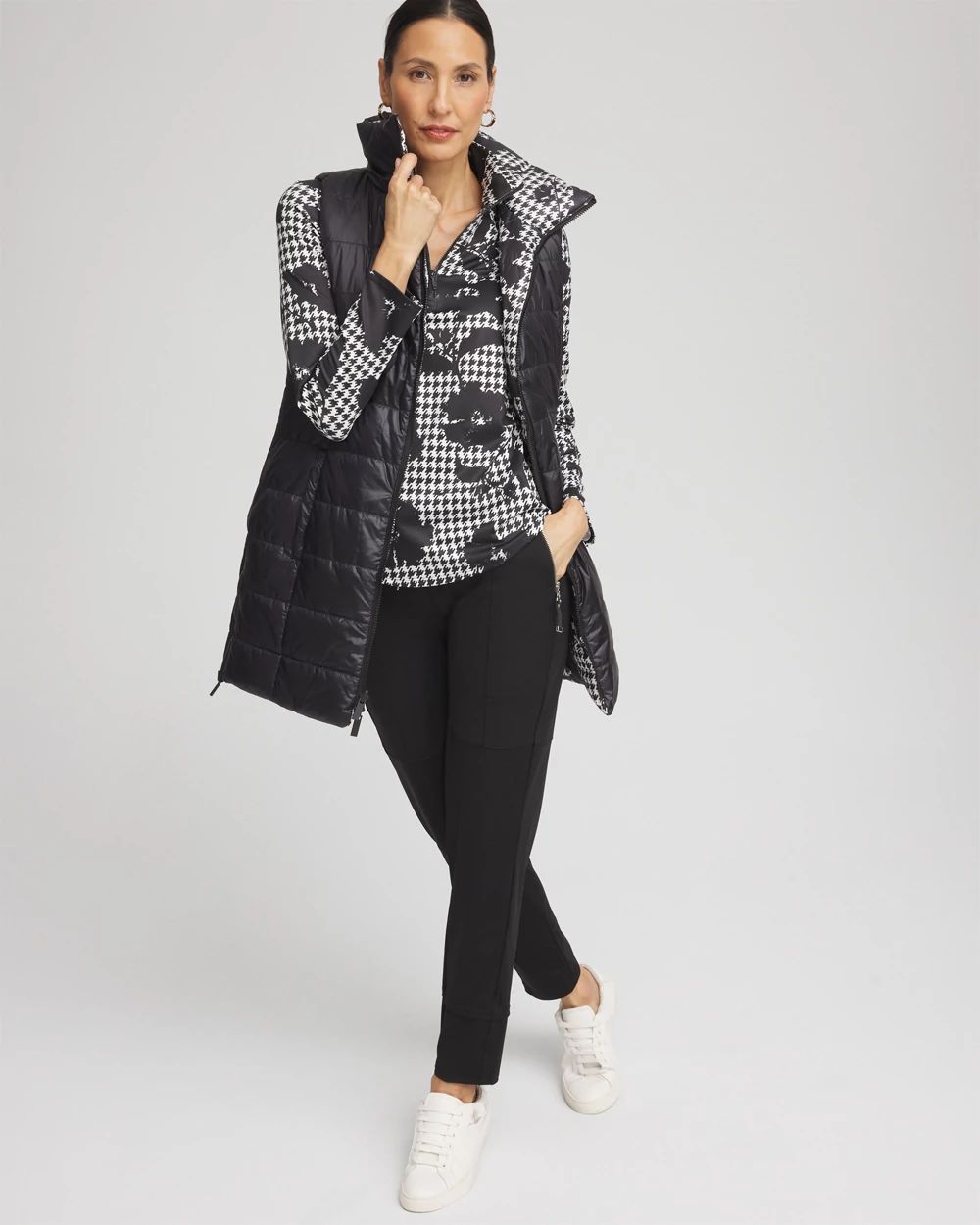 Zenergy® UPF Houndstooth Mock Neck Golf Top click to view larger image.