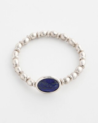 Silver Tone Agate Stretch Bracelet