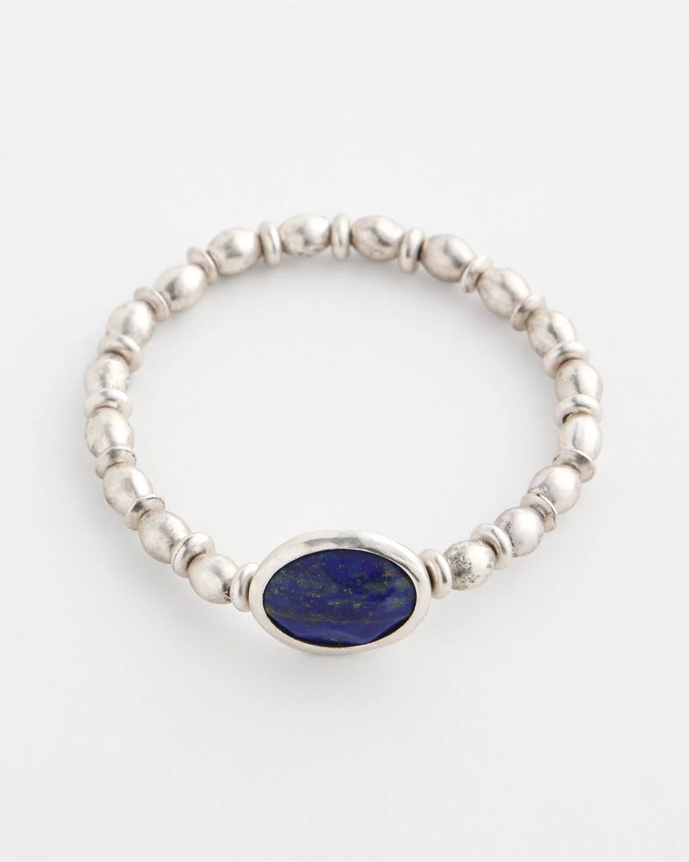 Silver Tone Agate Stretch Bracelet