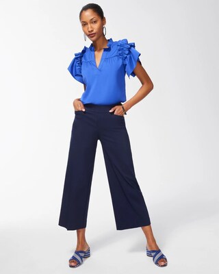 Poplin Ruffle Sleeve Top