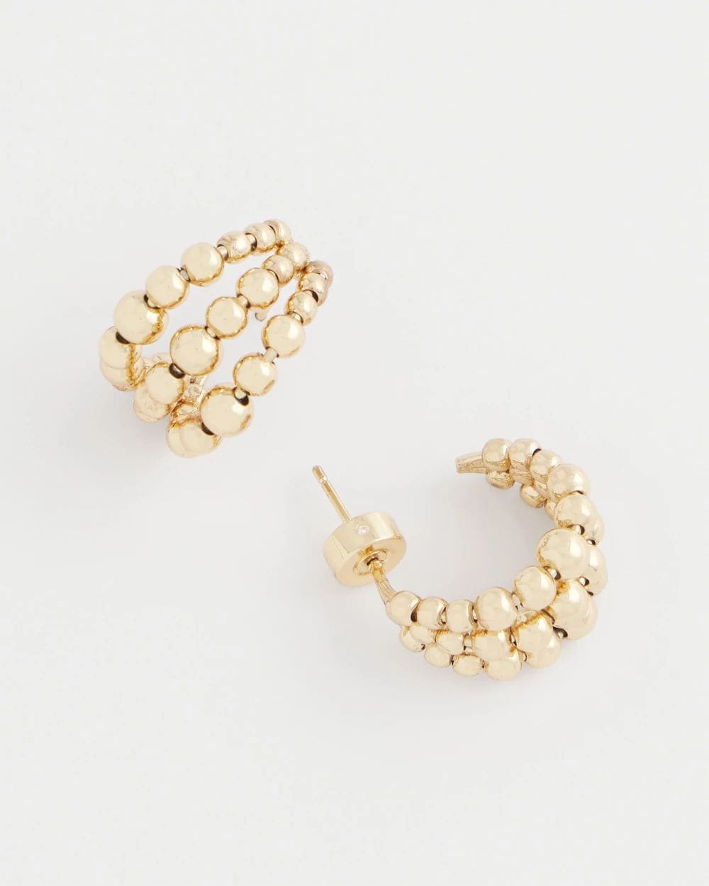 Gold Beaded Mini Hoop Earrings click to view larger image.