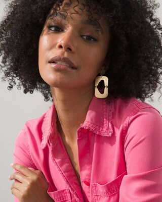 Square Gold Tone Drop Earrings