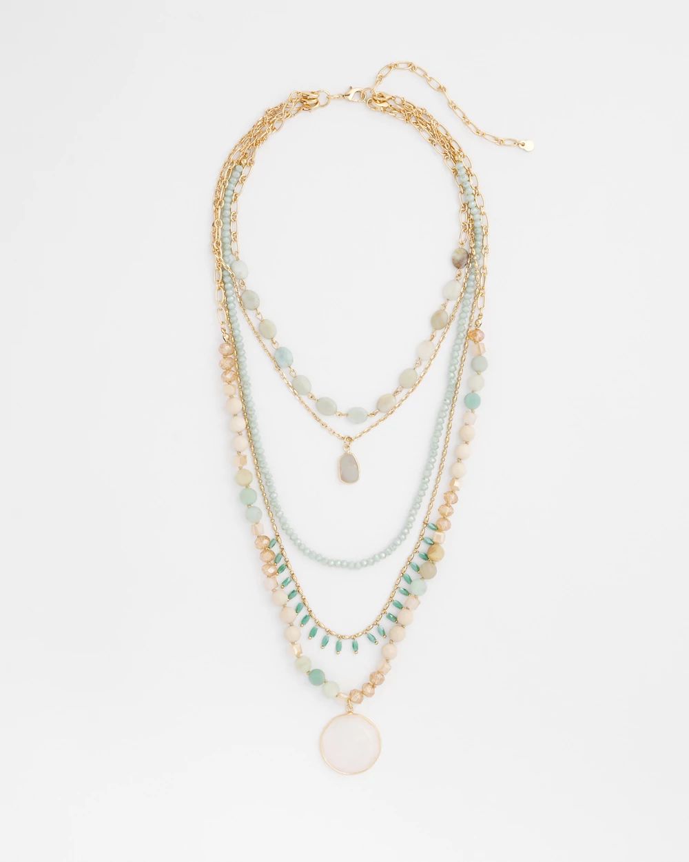 Adjustable Multi-Strand Semi-Precious Stone Necklace