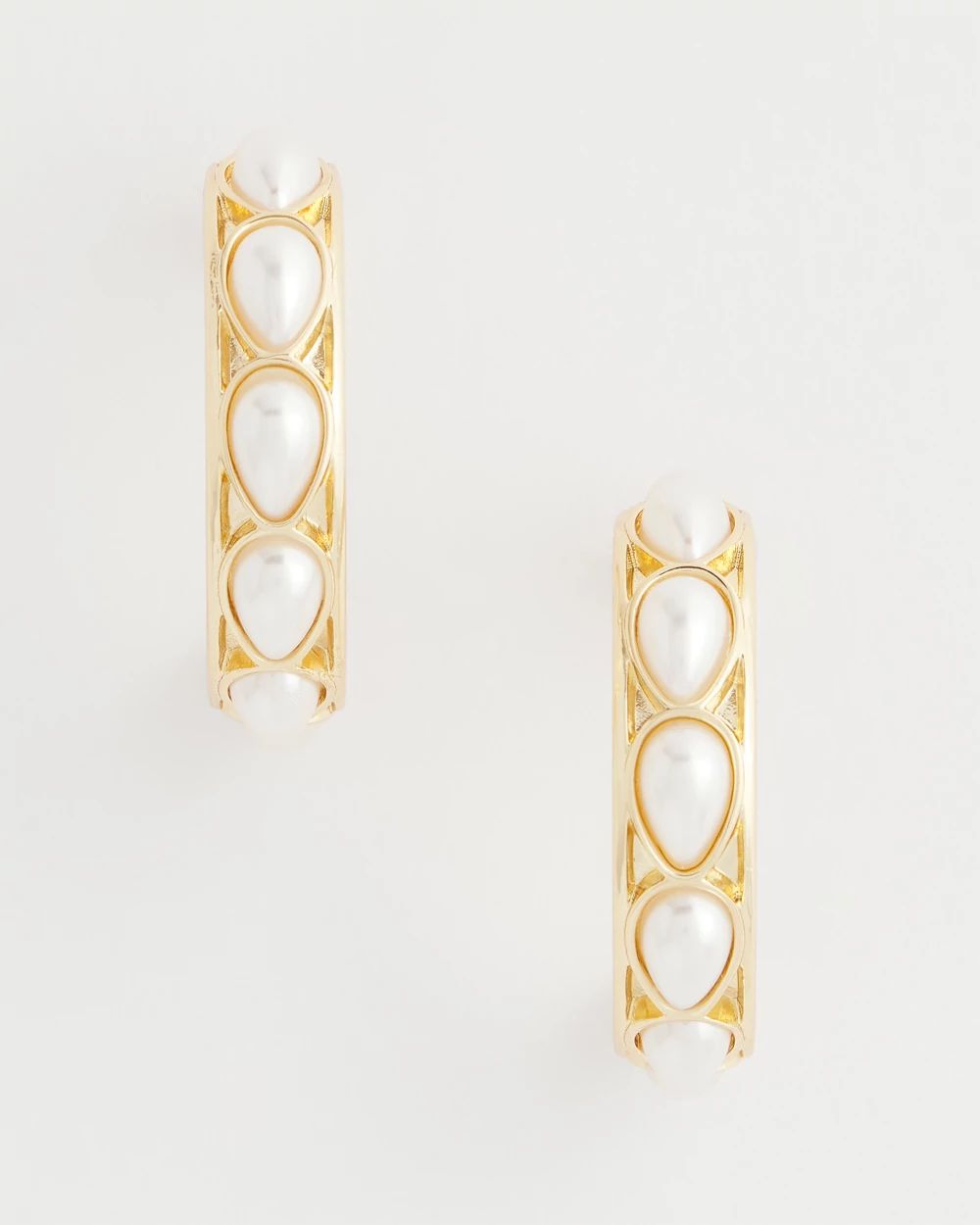 No Droop® Faux Pearl Hoop Earrings click to view larger image.