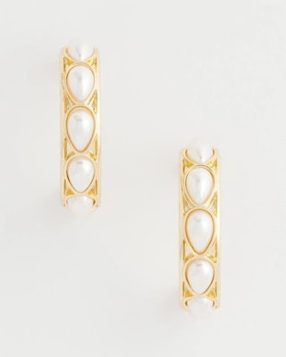 No Droop® Faux Pearl Hoop Earrings click to view larger image.