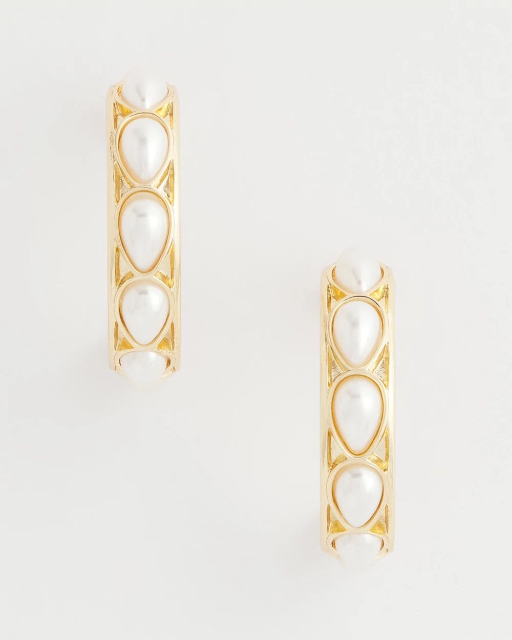 No Droop® Faux Pearl Hoop Earrings
