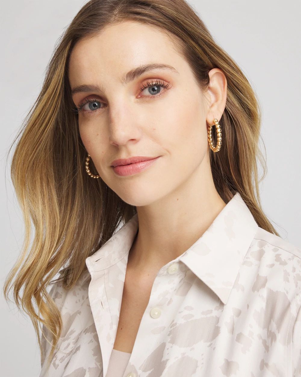 No Droop® Golden Beaded Hoop Earrings