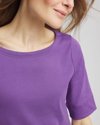 Pima Cotton Bateau-Neck Tee click to view larger image.