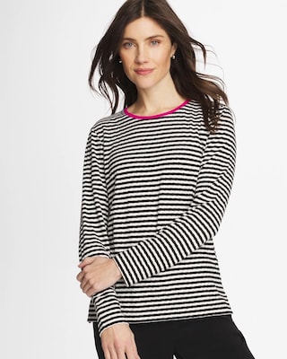 Zenergy® Striped Jacquard Contrast Pullover Top
