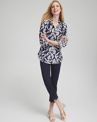 Brigitte Eyelet Hem Slim Cropped Pants click to view larger image.