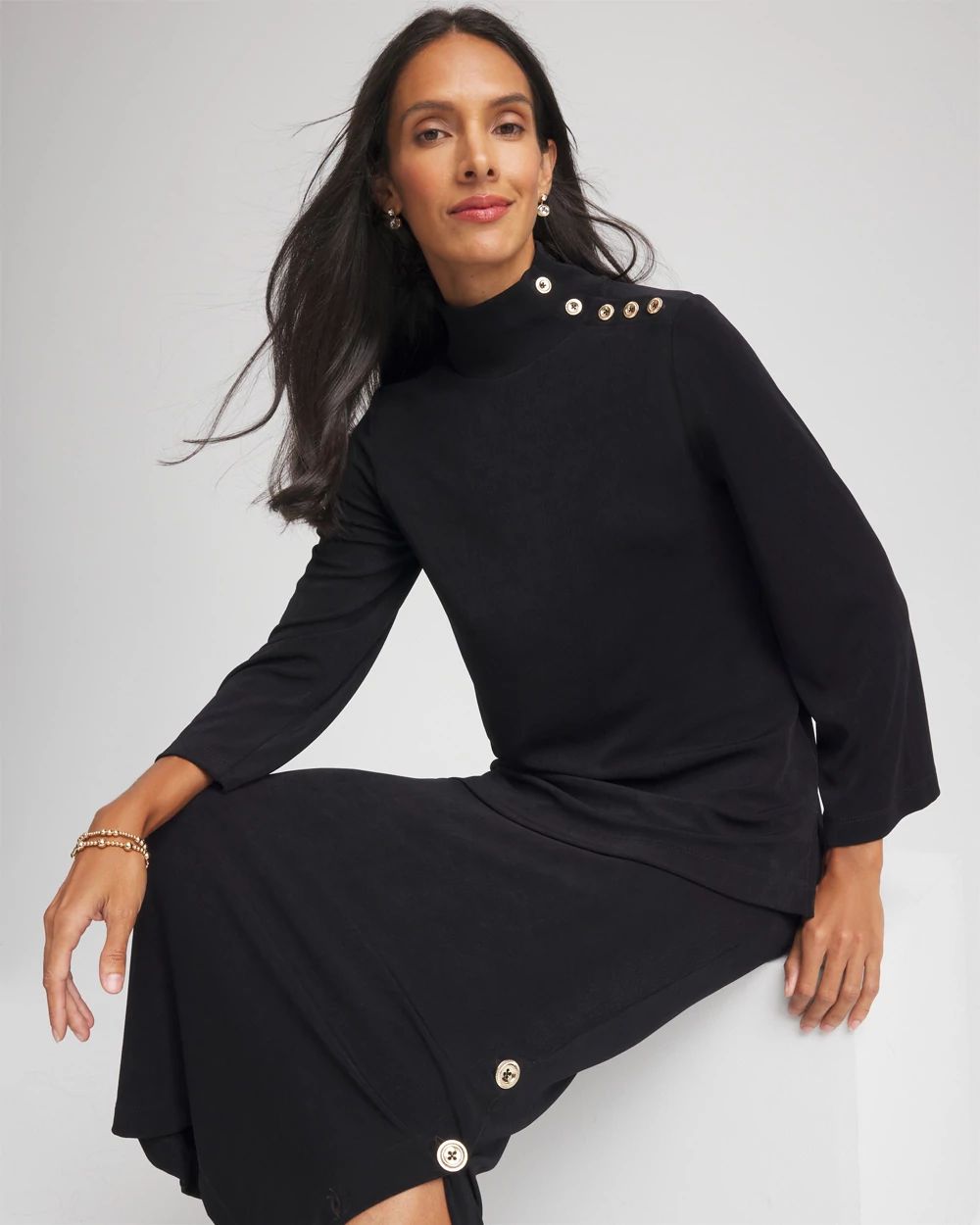 Travelers™ Button Mockneck Top