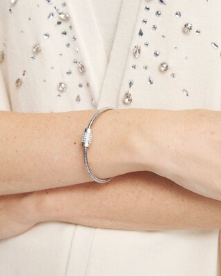 Silver Tone Pavé Barrel Bracelet
