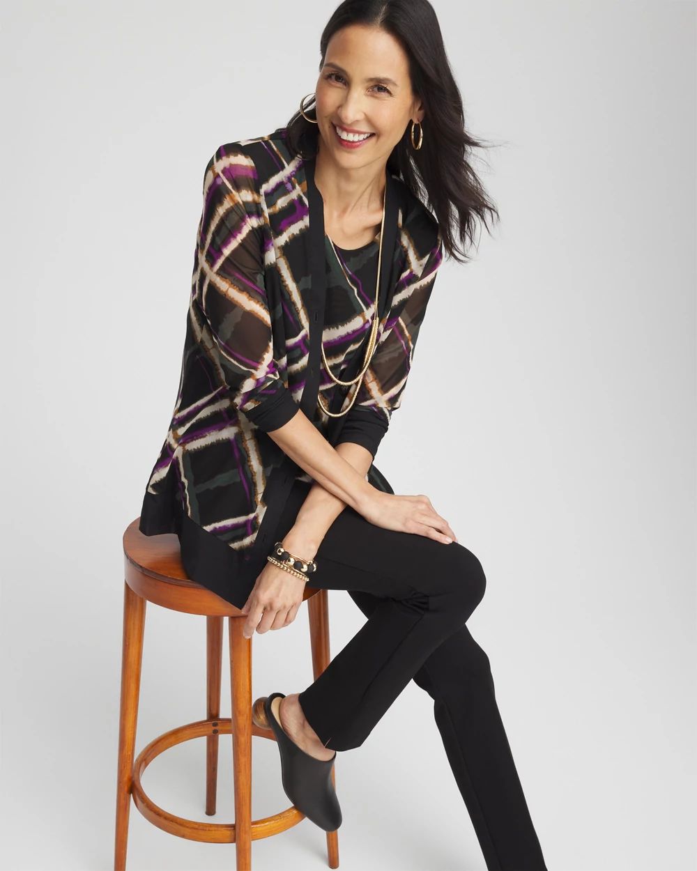 Plaid Mesh Cardigan