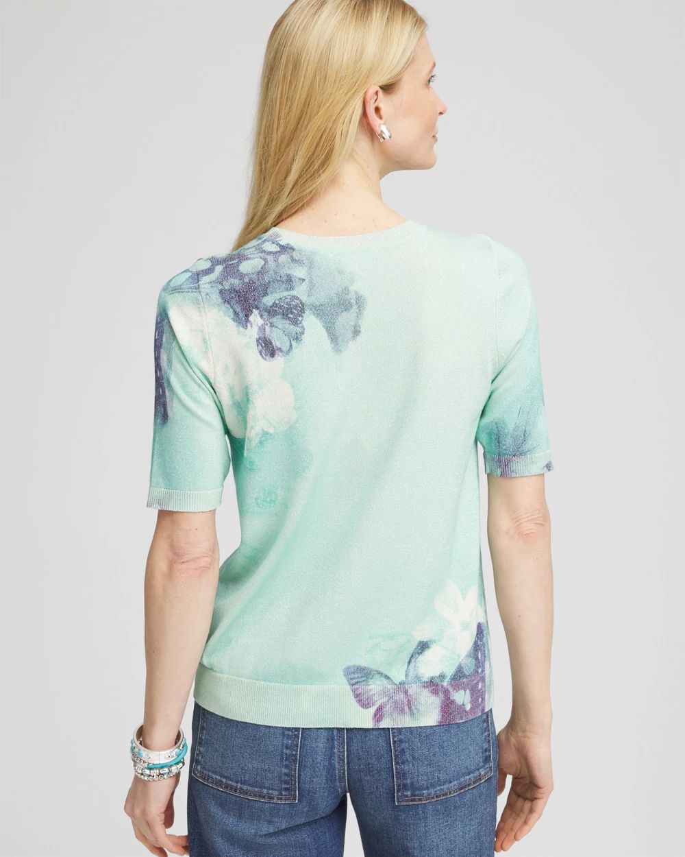 Metallic Butterfly Print Sweater Tee