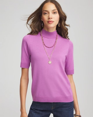Elbow Sleeve Mock Neck Sweater