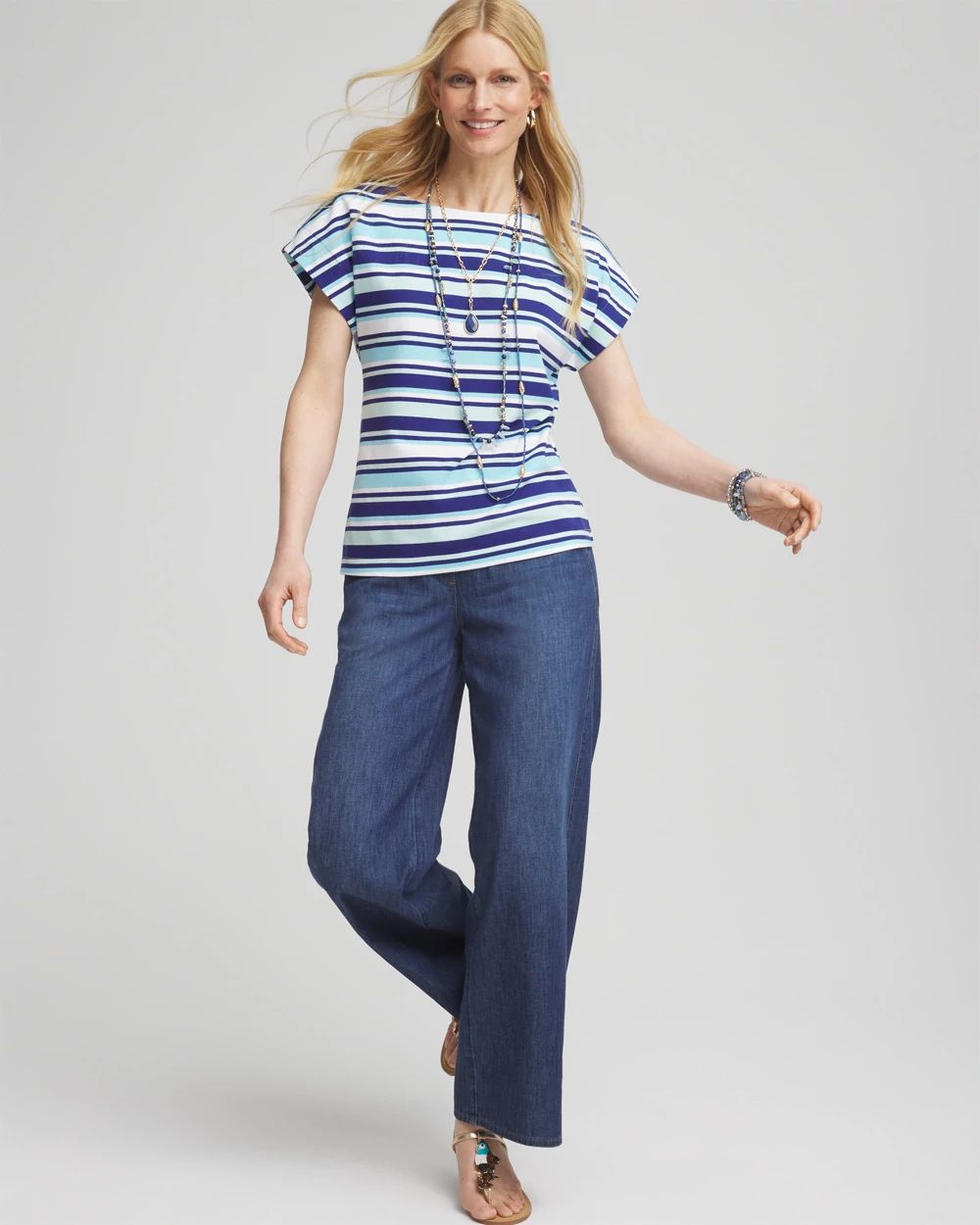 Stripe Modern Cap Sleeve Tee
