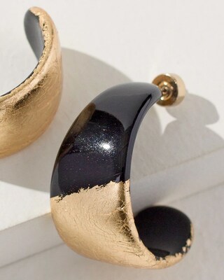 Black Foil Hoop Earrings