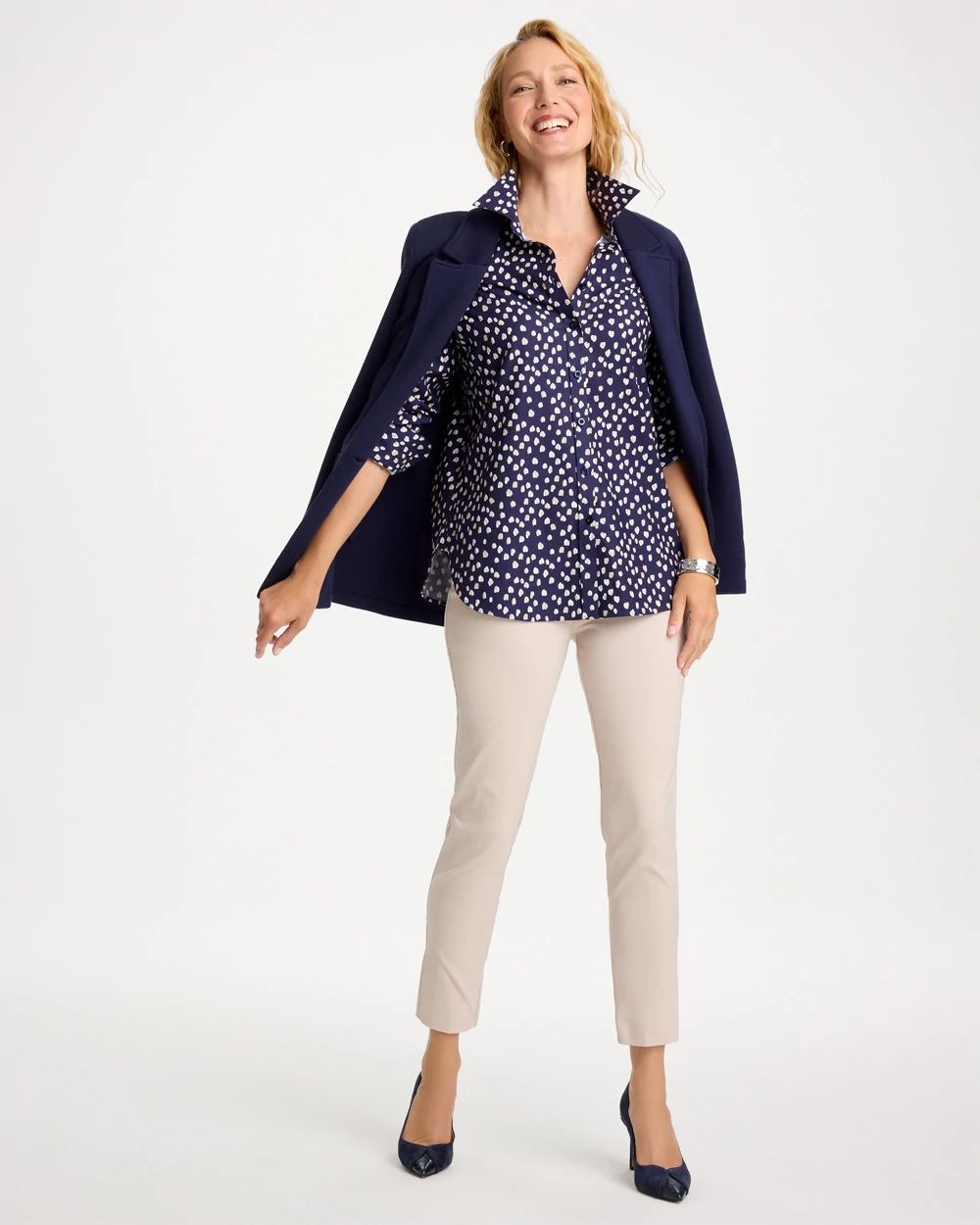 No Iron™ Stretch Polka-Dot Shirt click to view larger image.