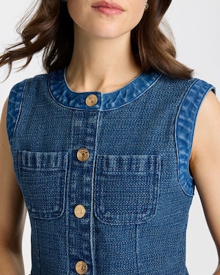 Tweed Mixed Denim Vest click to view larger image.