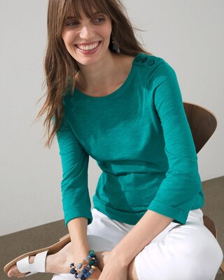 Epaulet 3/4 Sleeve Slub Tee