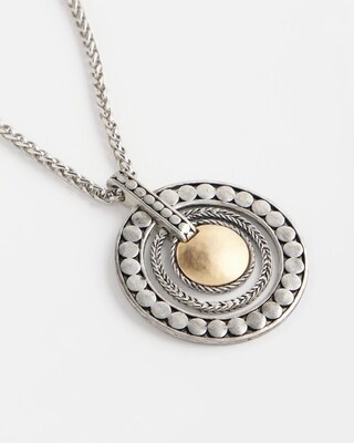 Mixed Metal Circle Pendant Necklace click to view larger image.