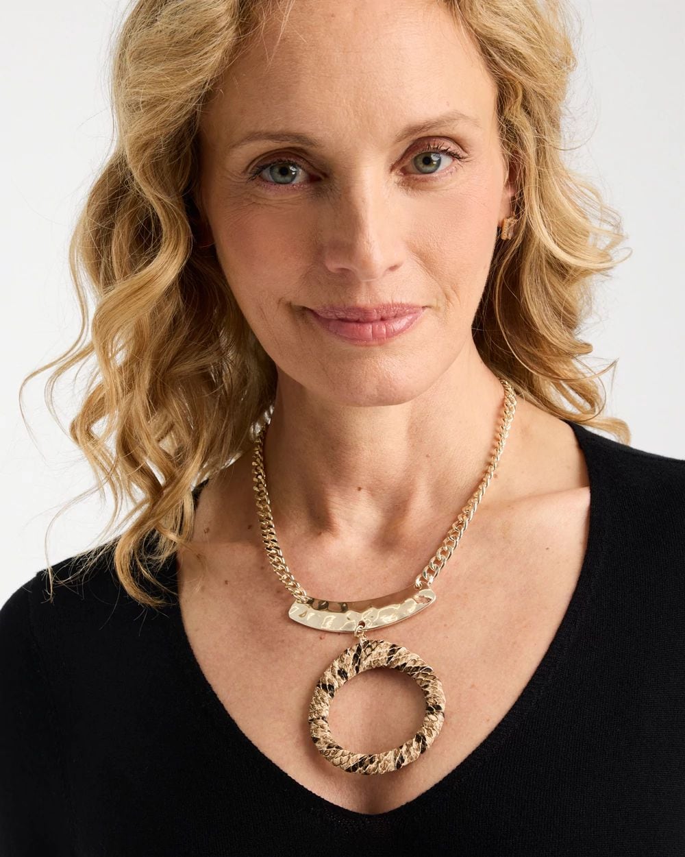 Short Open Snake Pendant Necklace click to view larger image.