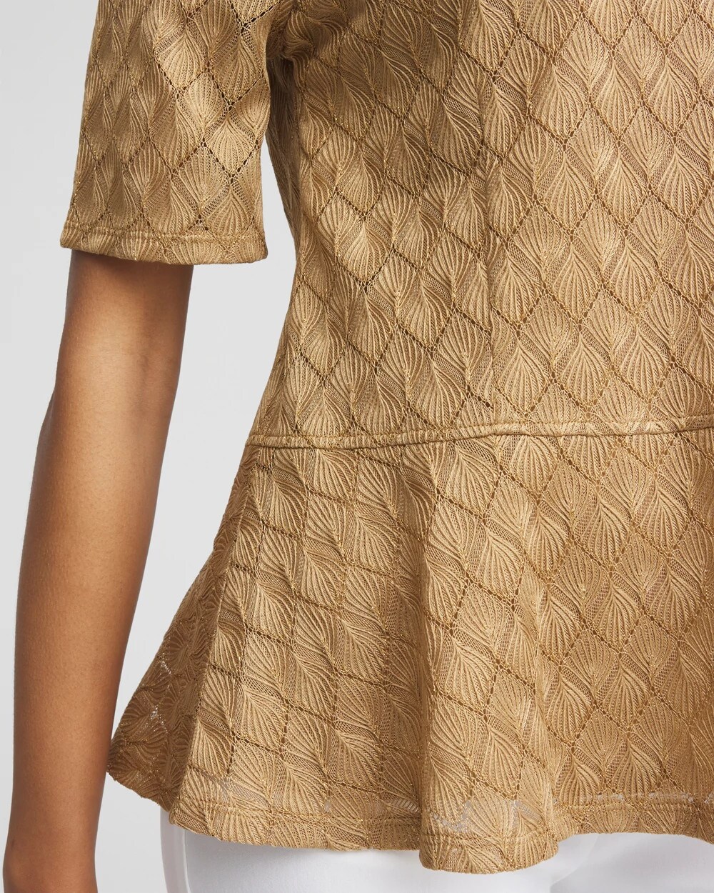 Metallic Crochet-Lace Peplum Tee