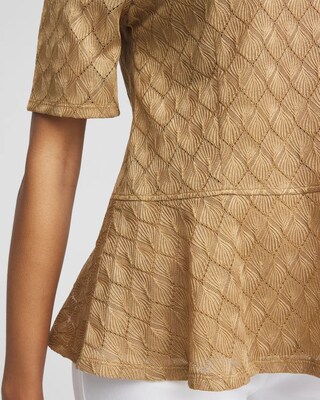 Metallic Crochet-Lace Peplum Tee click to view larger image.