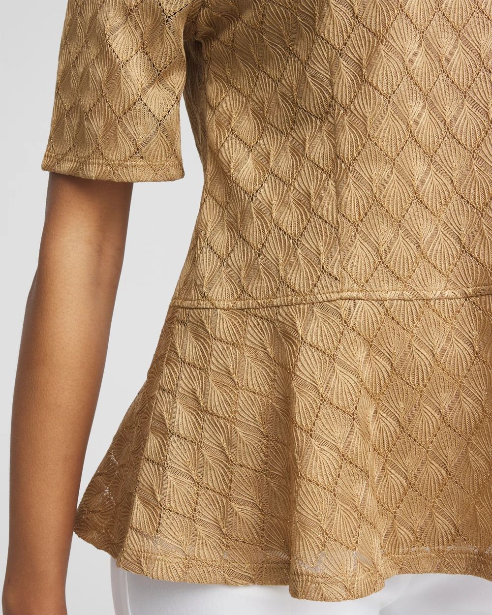 Metallic Crochet-Lace Peplum Tee