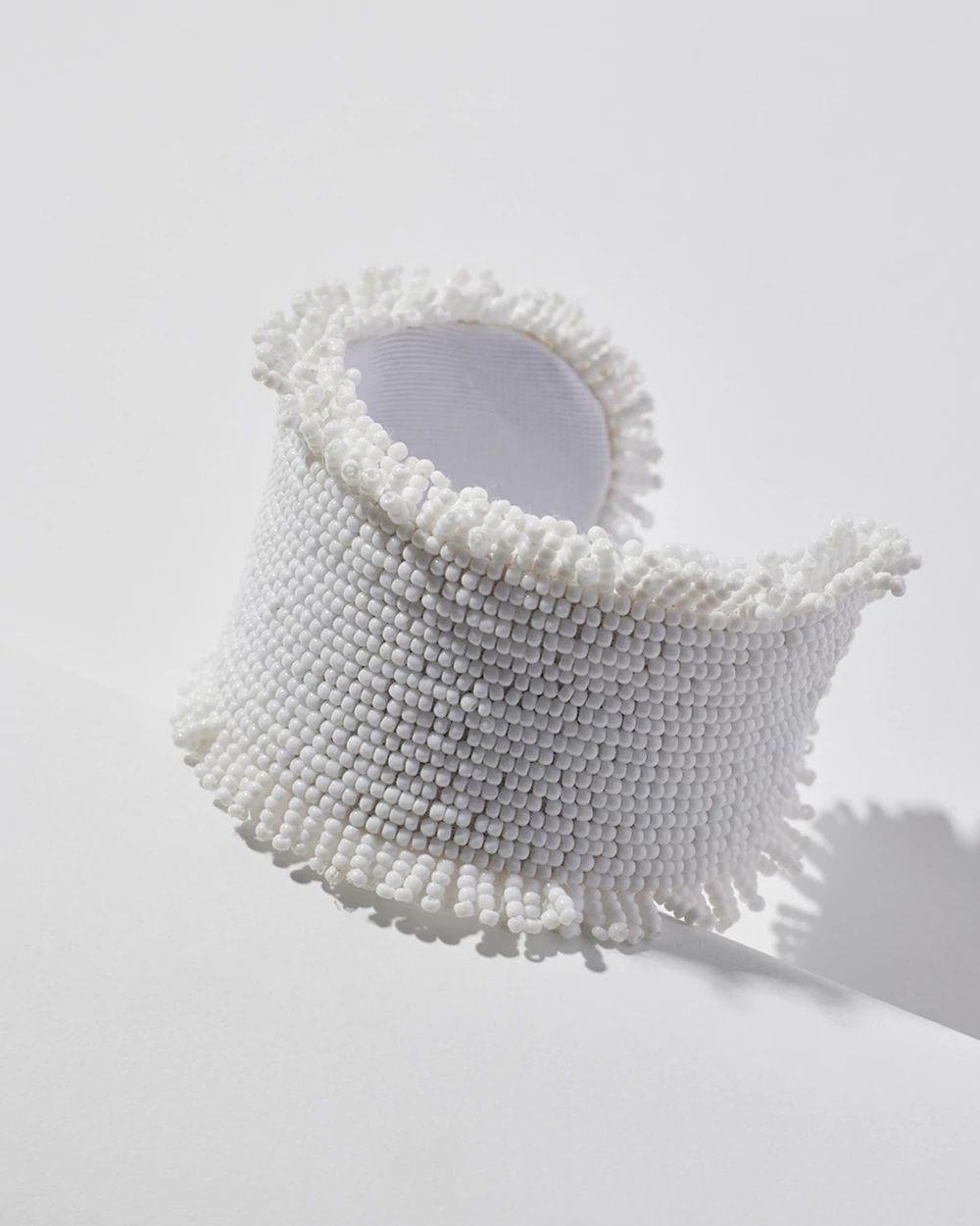 White Seed Bead Cuff Bracelet