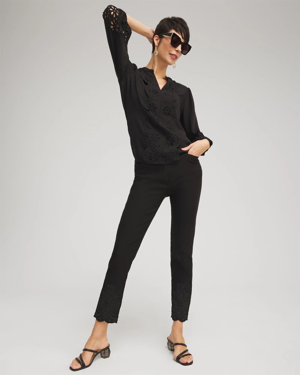 So Slimming Petite Brigitte Eyelet Ankle Pants